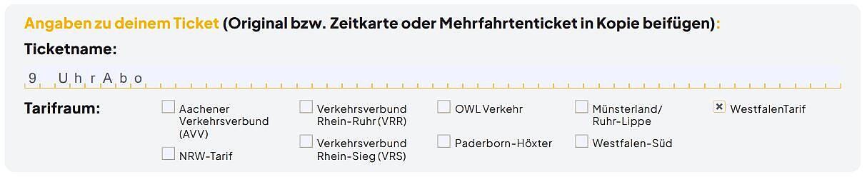 Angaben zu ihrem Ticket