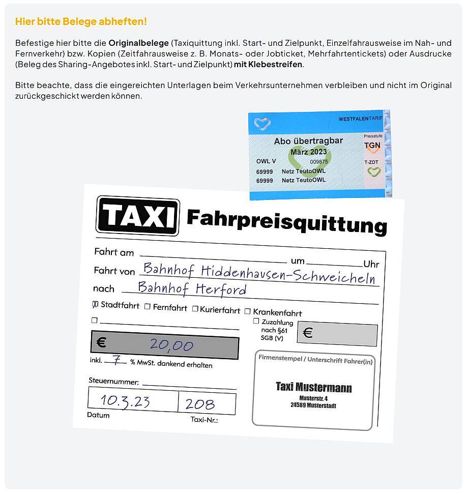 Taxi Fahrpreisquittung