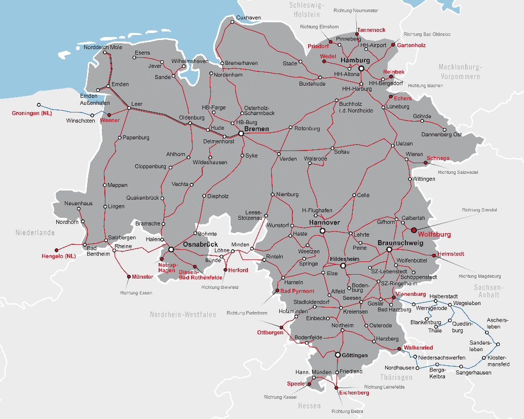 Geltungsbereich mit Niedersachsenticket